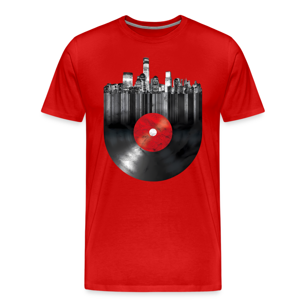 Record City Skyline v3 Shirt | Premium Mens Graphic Tee - red