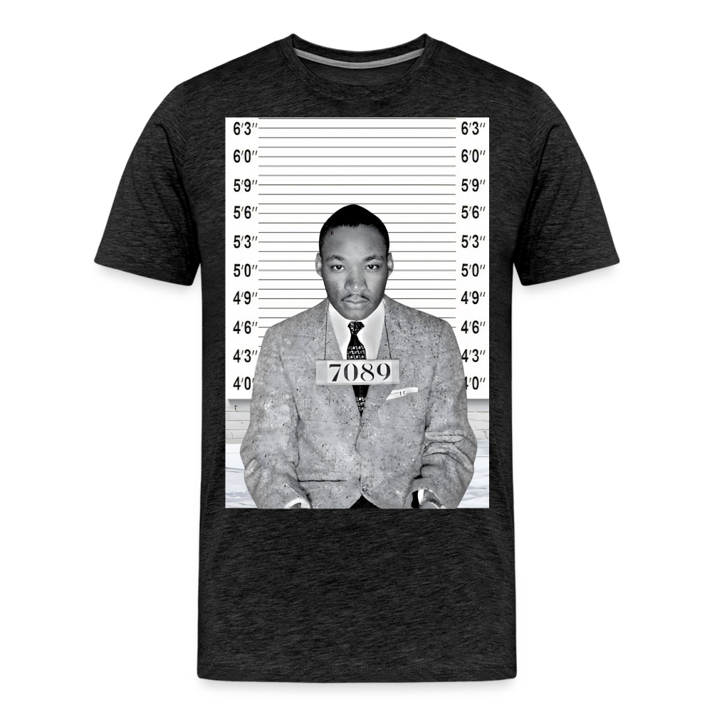 Martin Luther King Jr. Mugshot Shirt | Premium Mens Graphic Tee - charcoal grey