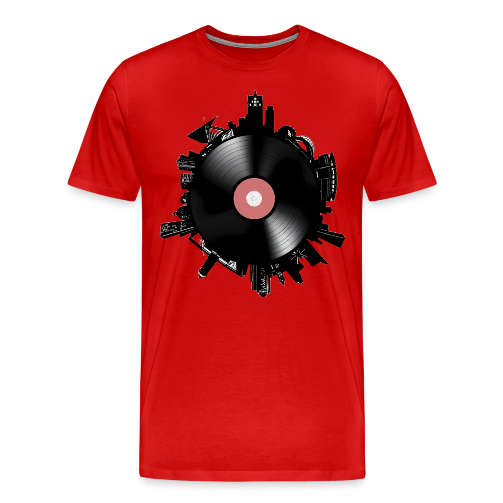 Record City Shirt | Premium Mens Graphic Tee - red