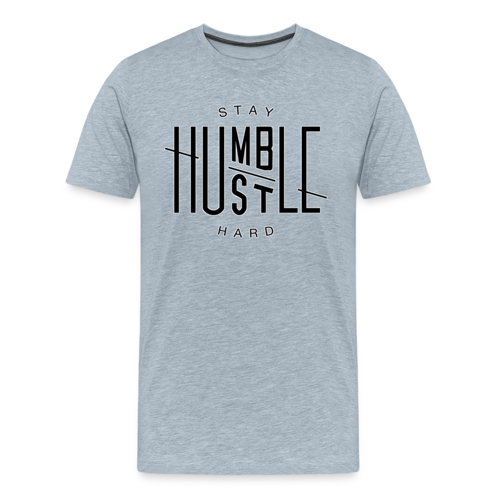 Hustle Hard Shirt | Premium Mens Graphic Tee - heather ice blue