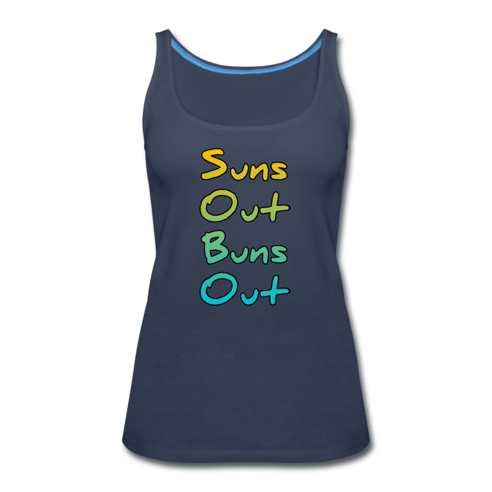 Suns Out Buns Out - Women's Premium Tank Top from fluentclothing.com