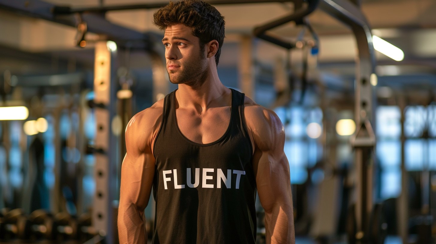 People wearing a custom Men's Tanks product collection from FLUENT.