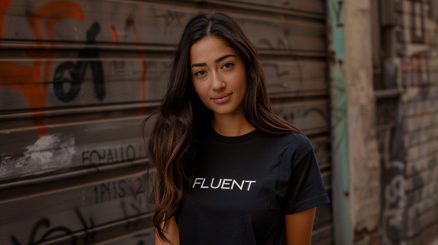 People wearing a custom Women's Tees product collection from FLUENT.