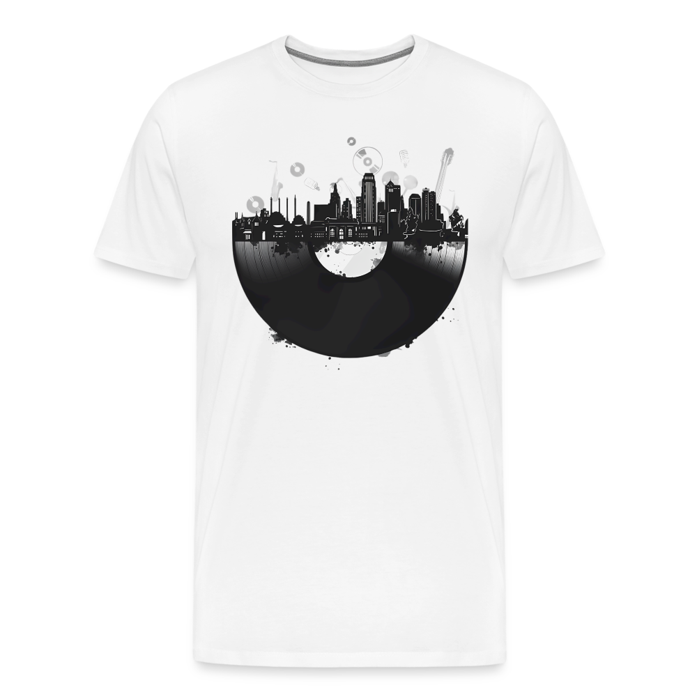 Record City Skyline Shirt | Premium Mens Graphic Tee - white