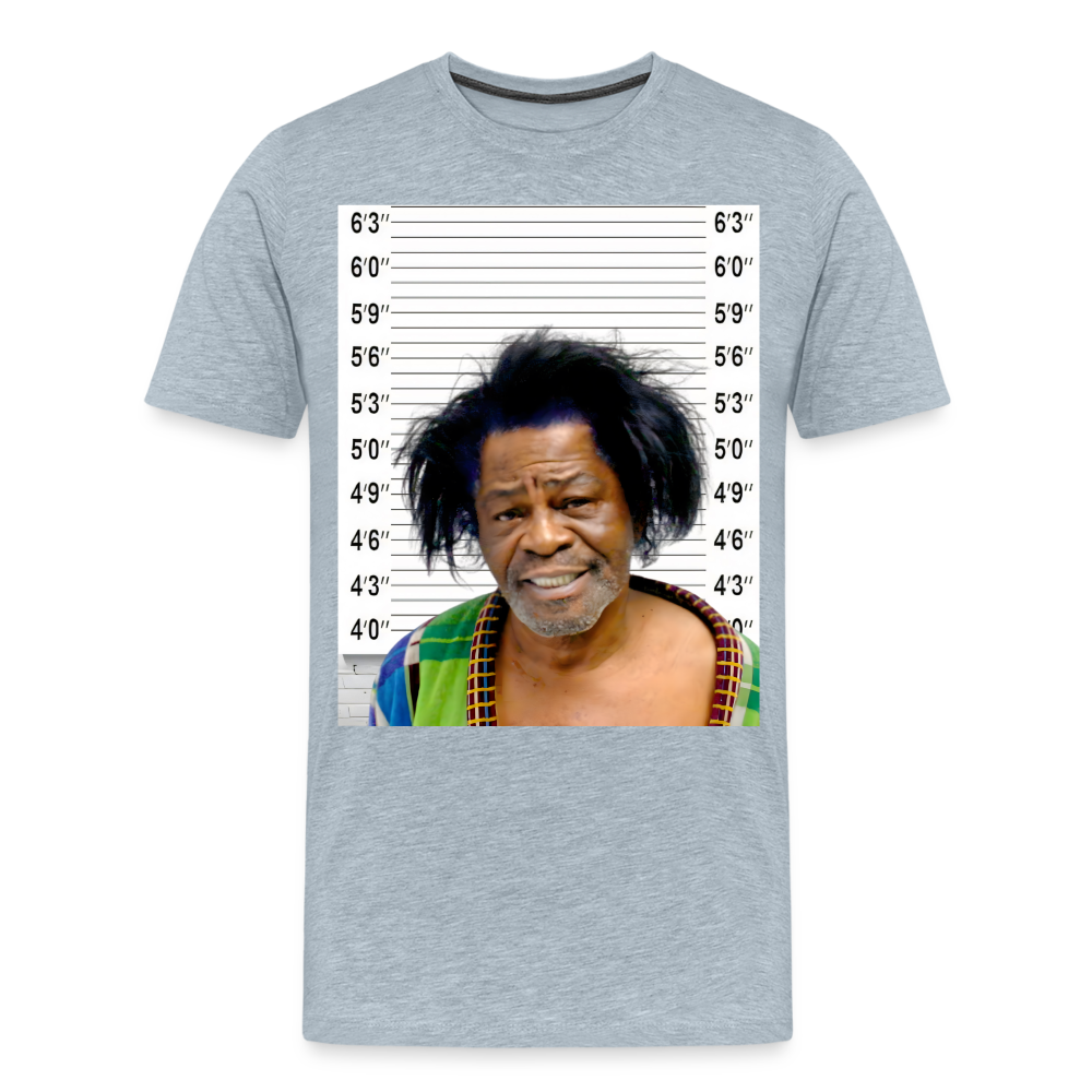 James Brown Mugshot Shirt | Premium Mens Graphic Tee - heather ice blue