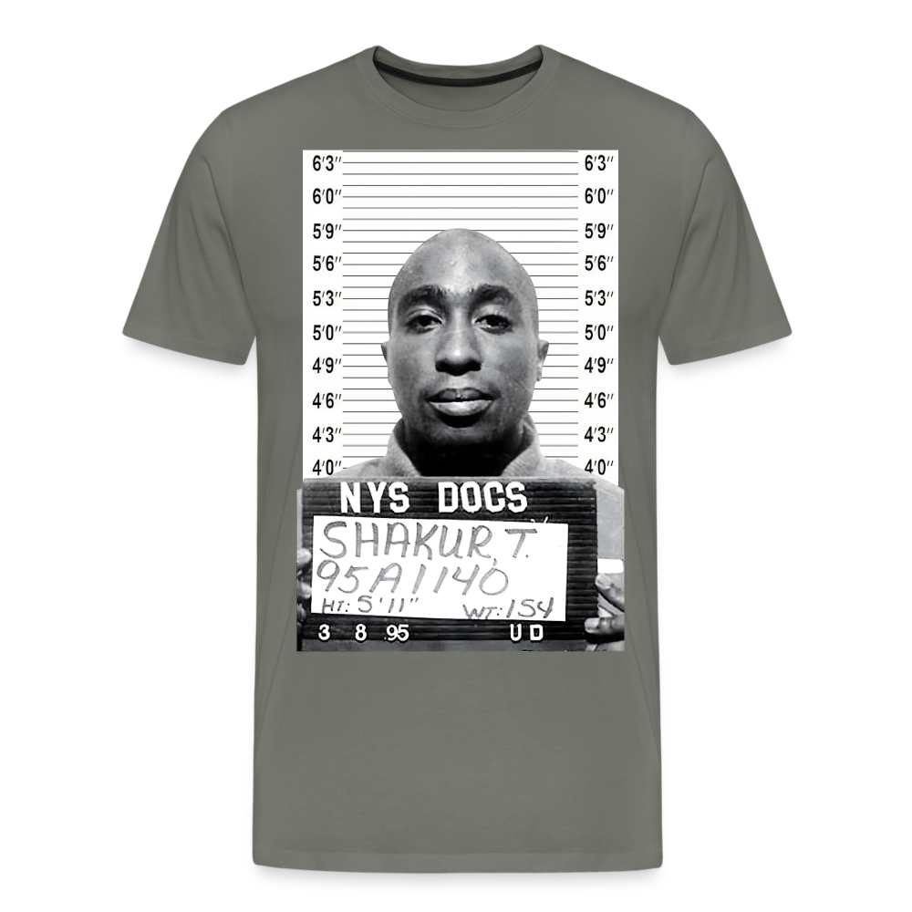 Tupac Mugshot Shirt | Premium Mens Graphic Tee - asphalt gray