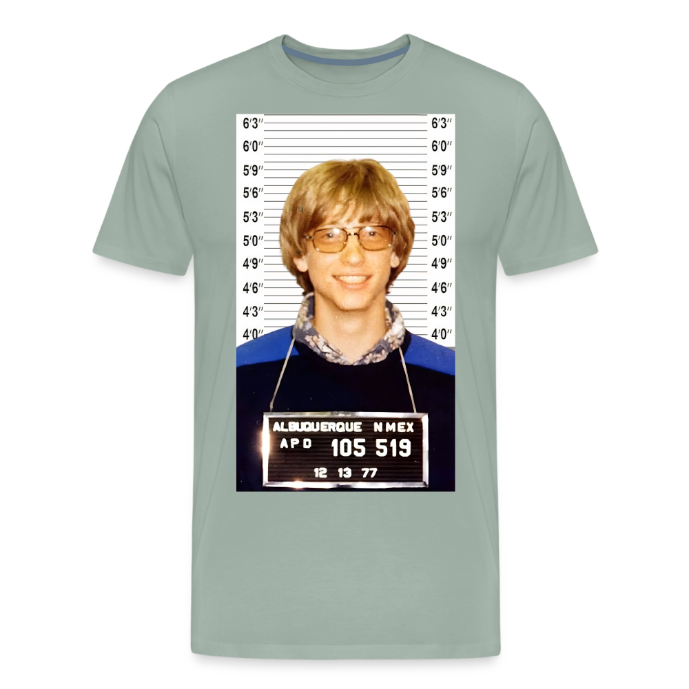 Bill Gates Mugshot Shirt | Premium Mens Graphic Tee - steel green