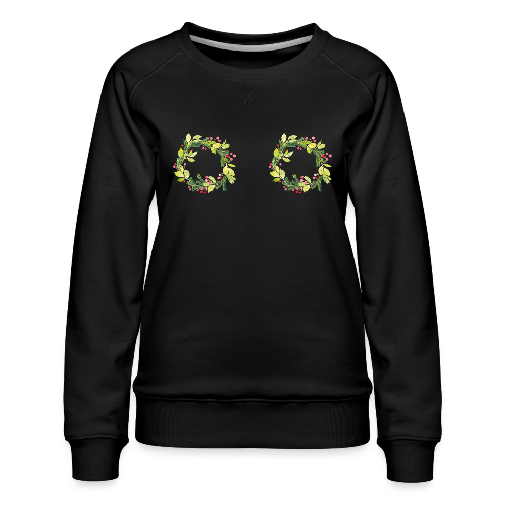 Wreath Sweatshirt | Premium Womens Graphic Sweatshirt - black