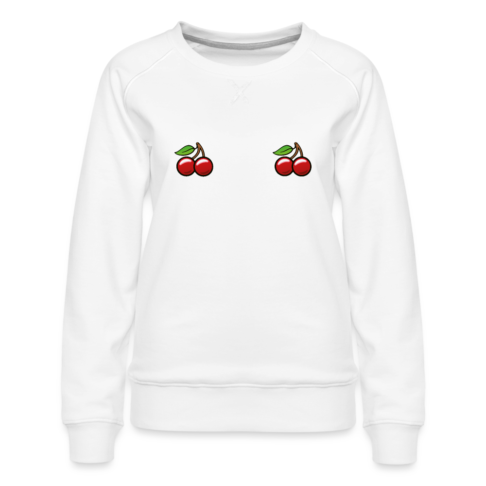 Cherries Sweatshirt | Premium Womens Graphic Sweatshirt - white