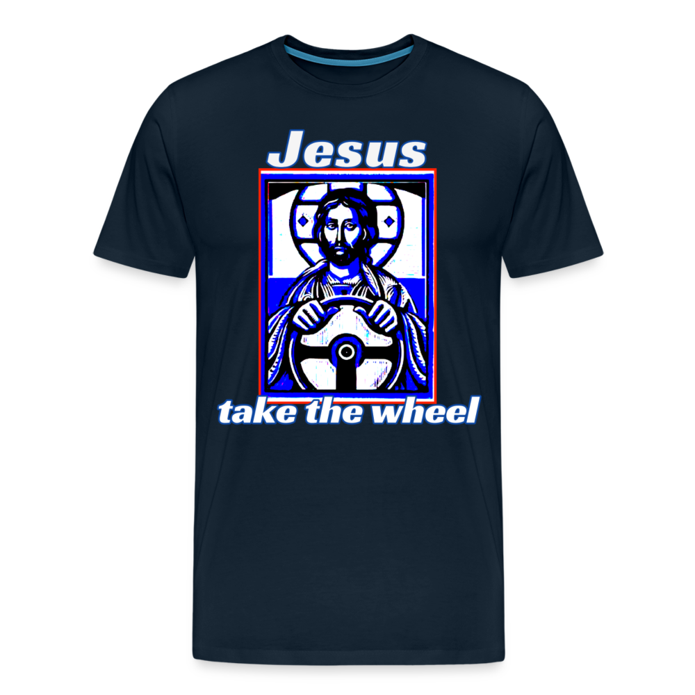 Jesus Take The Wheel Shirt | Premium Mens Graphic Tee - deep navy