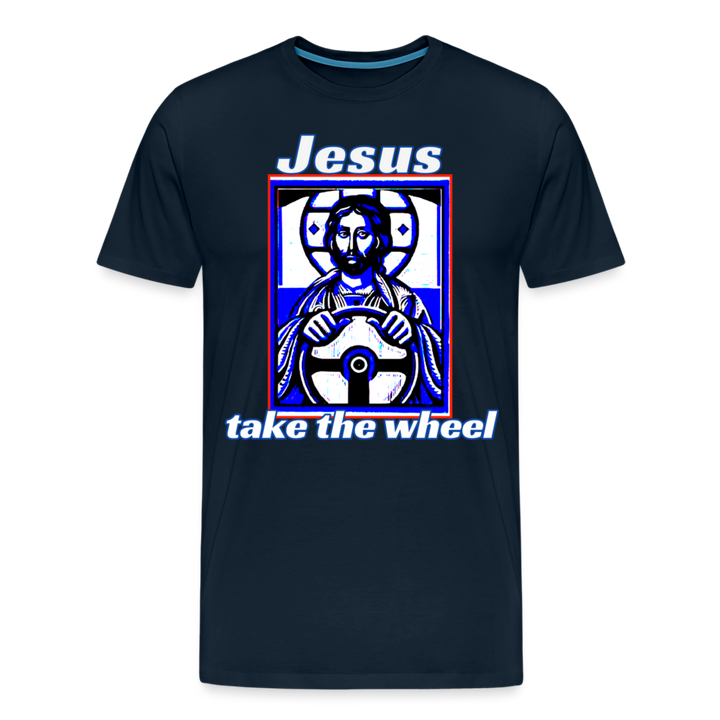Jesus Take The Wheel Shirt | Premium Mens Graphic Tee - deep navy