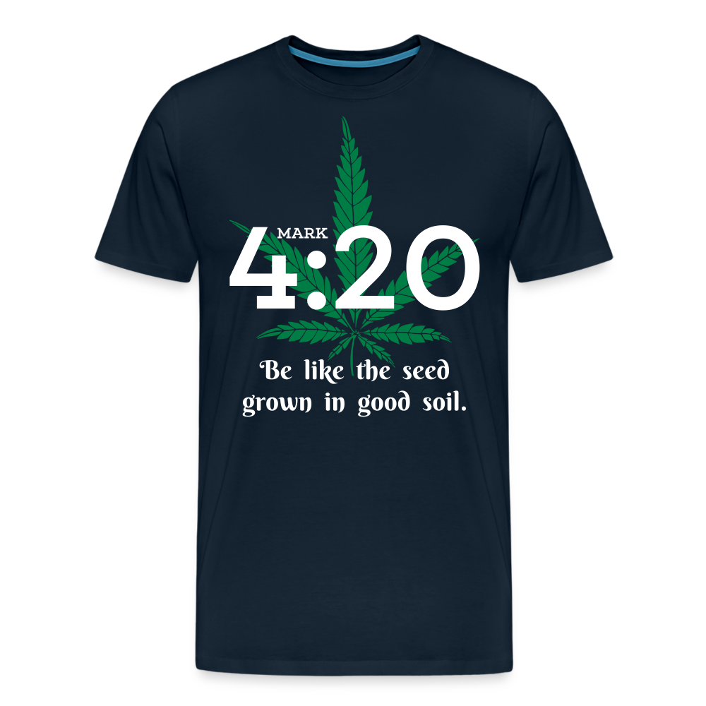 Mark 4:20 Shirt | Premium Mens Graphic Tee - deep navy