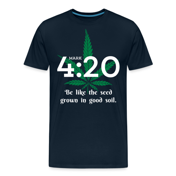 Mark 4:20 Shirt | Premium Mens Graphic Tee - deep navy