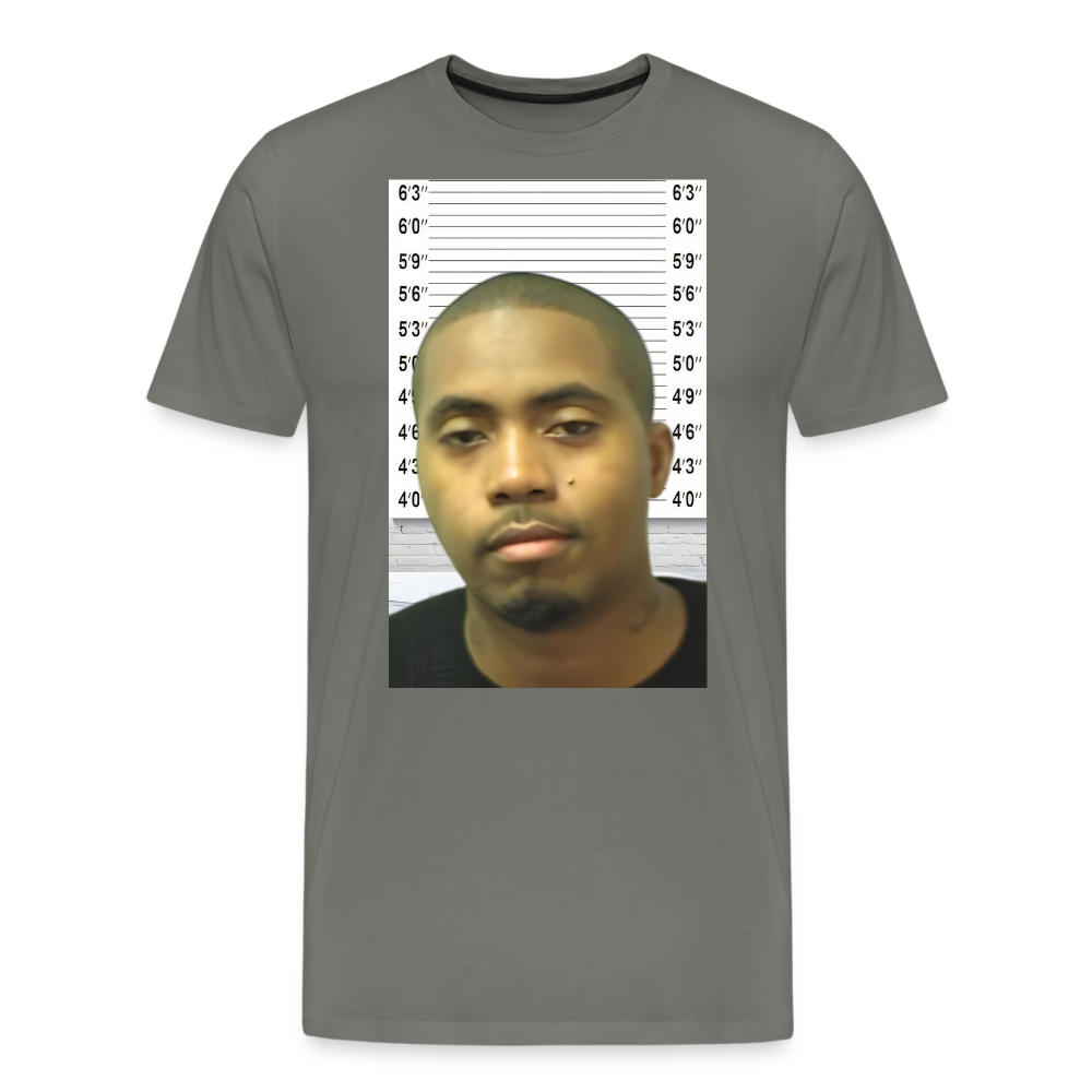 Nas Mugshot Shirt | Premium Mens Graphic Tee - asphalt gray