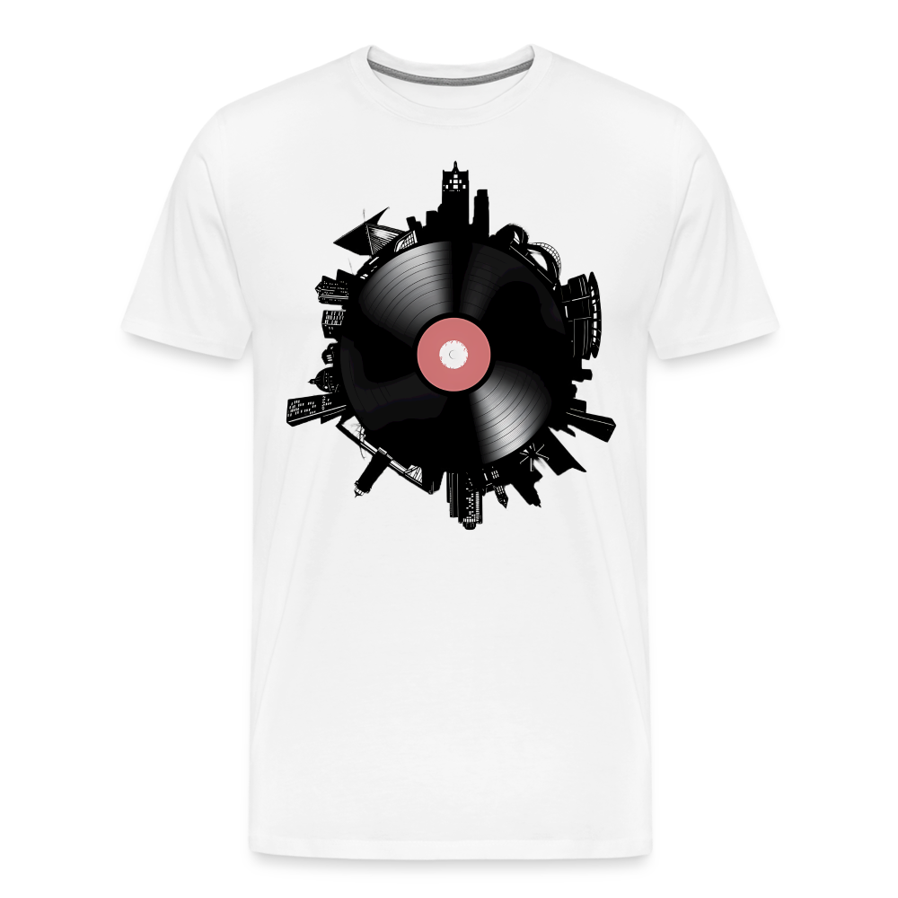 Record City Shirt | Premium Mens Graphic Tee - white