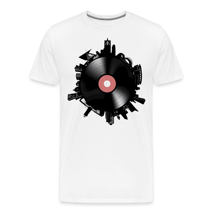 Record City Shirt | Premium Mens Graphic Tee - white