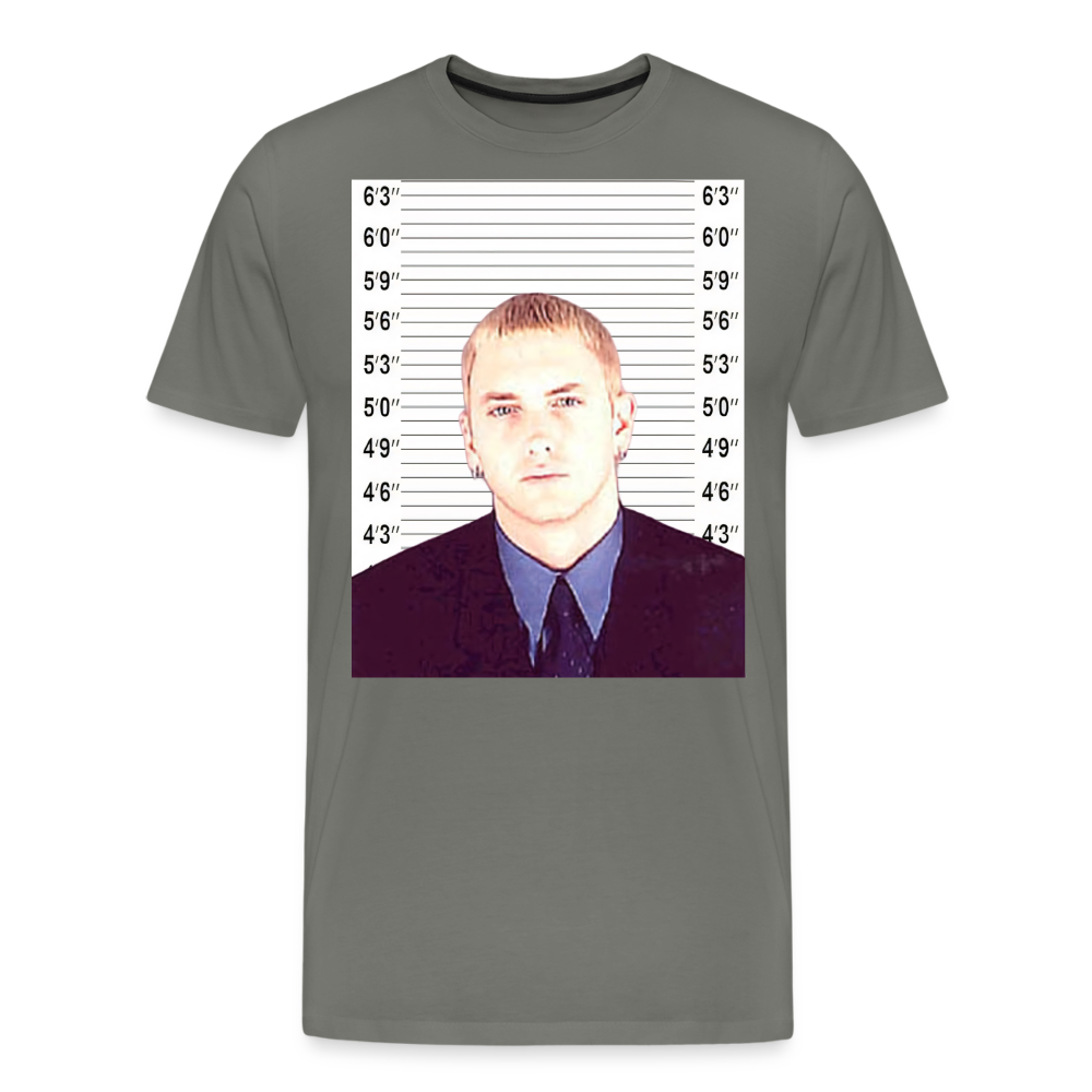 Eminem Mugshot Shirt | Premium Mens Graphic Tee - asphalt gray