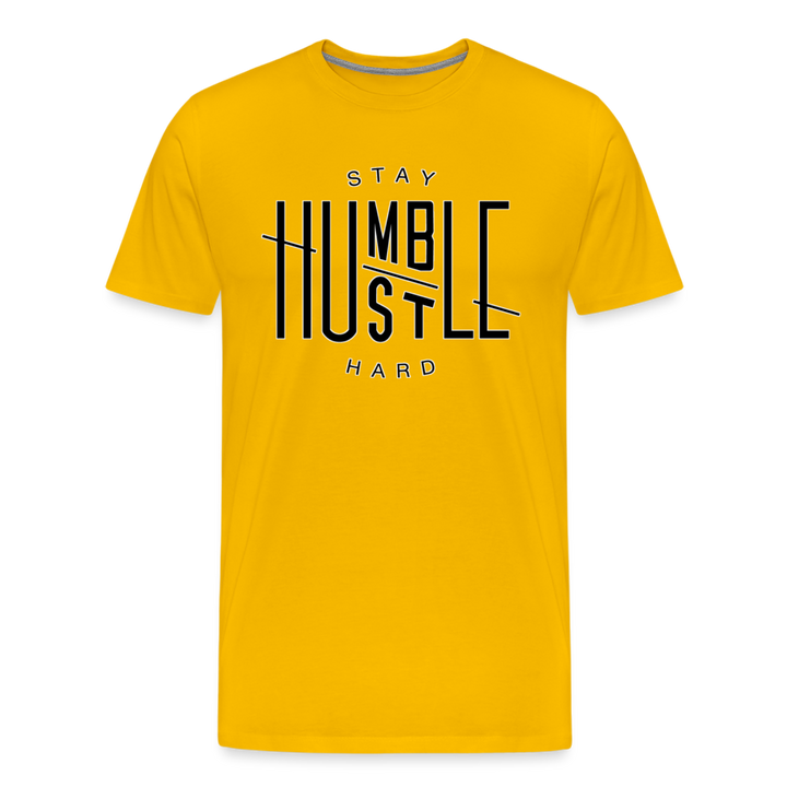 Hustle Hard Shirt | Premium Mens Graphic Tee - sun yellow