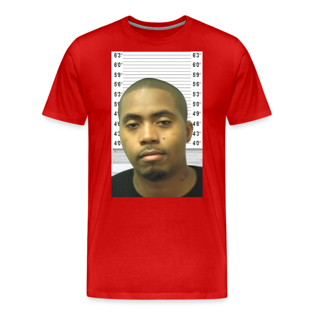 Nas Mugshot Shirt | Premium Mens Graphic Tee - red