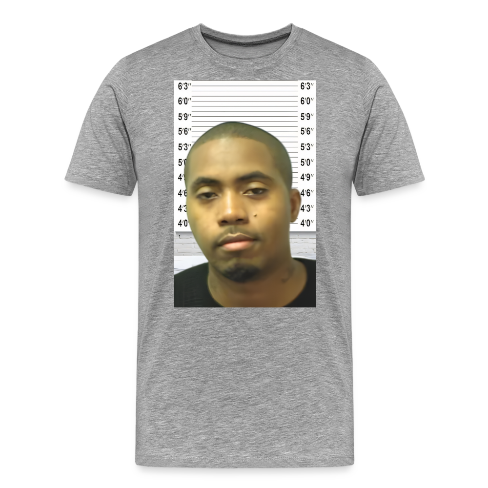 Nas Mugshot Shirt | Premium Mens Graphic Tee - heather gray