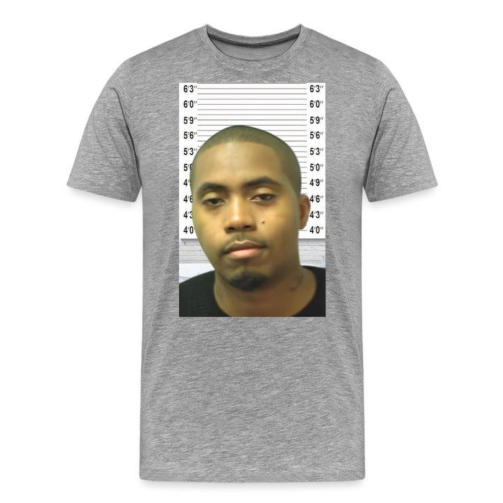 Nas Mugshot Shirt | Premium Mens Graphic Tee - heather gray