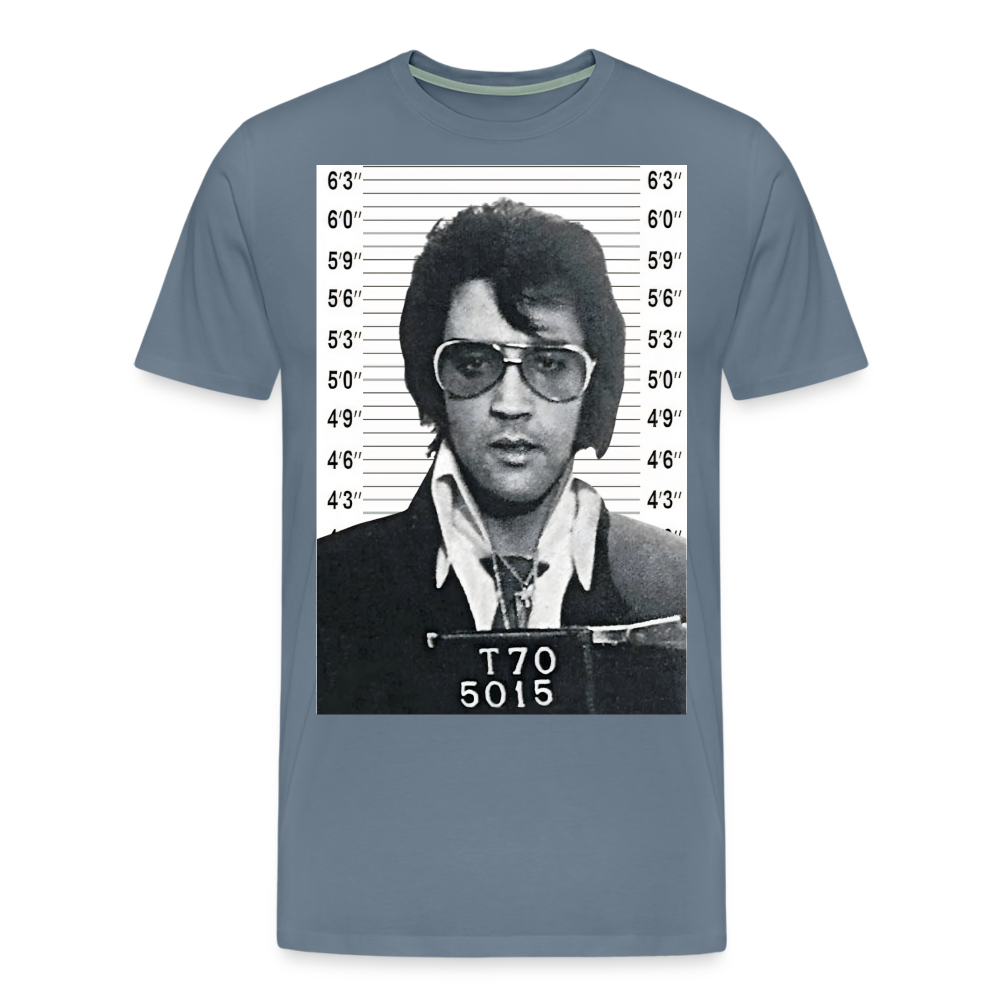 Elvis Mugshot Shirt | Premium Mens Graphic Tee - steel blue