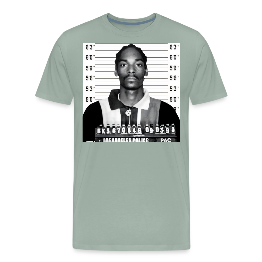 Snoop Dogg Mugshot Shirt | Premium Mens Graphic Tee - steel green