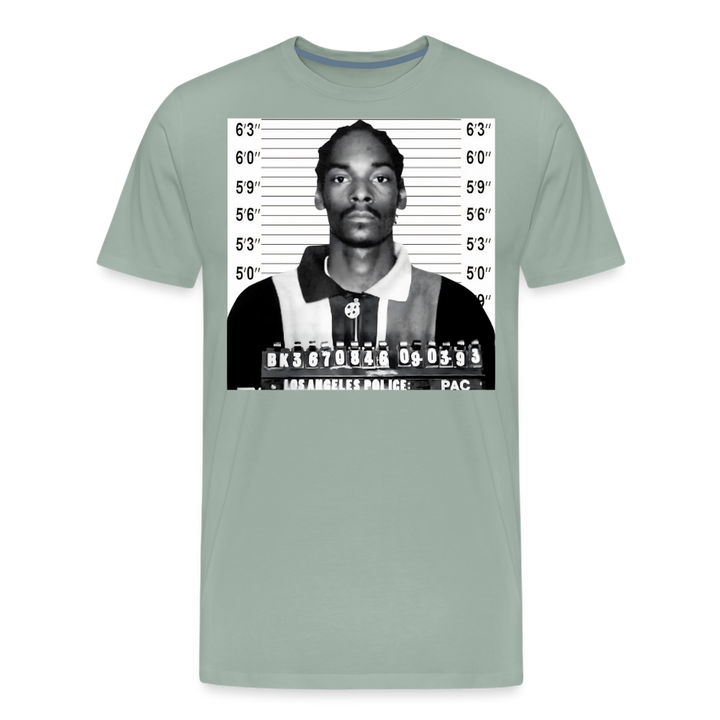Snoop Dogg Mugshot Shirt | Premium Mens Graphic Tee - steel green