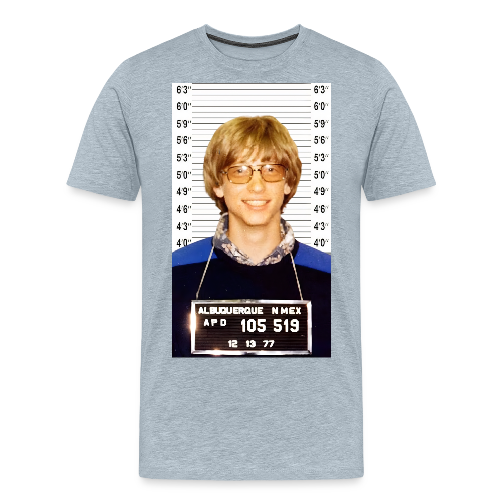 Bill Gates Mugshot Shirt | Premium Mens Graphic Tee - heather ice blue