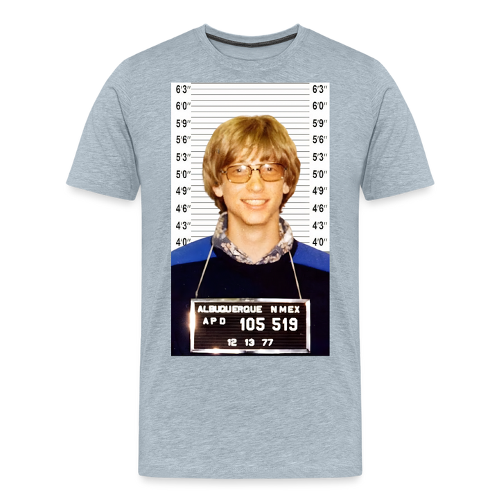 Bill Gates Mugshot Shirt | Premium Mens Graphic Tee - heather ice blue