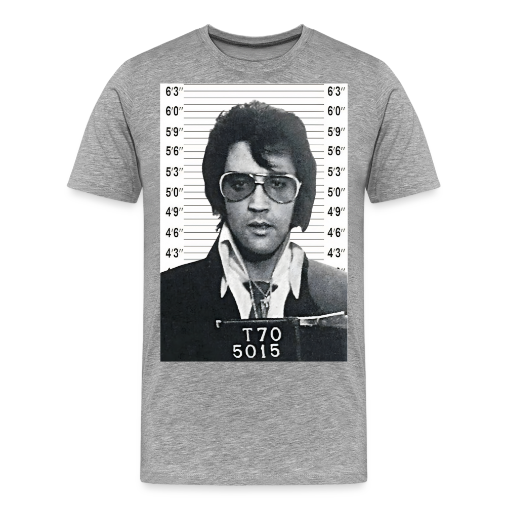 Elvis Mugshot Shirt | Premium Mens Graphic Tee - heather gray