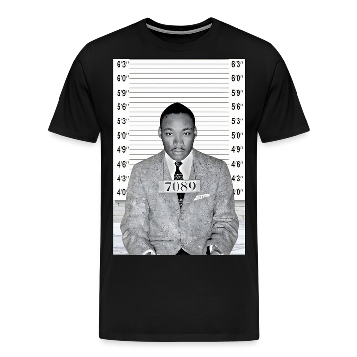 Martin Luther King Jr. Mugshot Shirt | Premium Mens Graphic Tee - black