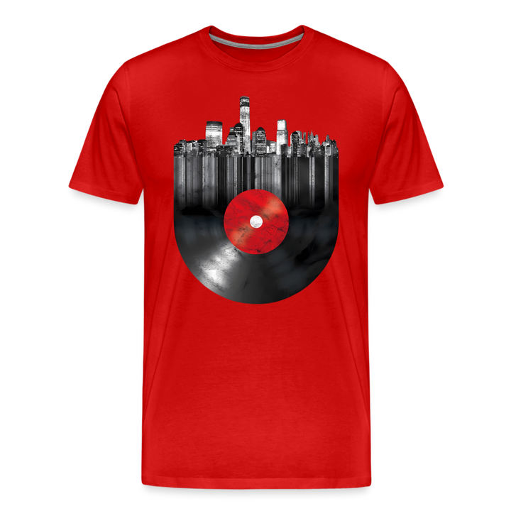 Record City Skyline v3 Shirt | Premium Mens Graphic Tee - red