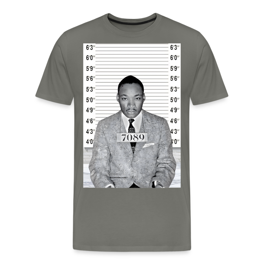 Martin Luther King Jr. Mugshot Shirt | Premium Mens Graphic Tee - asphalt gray