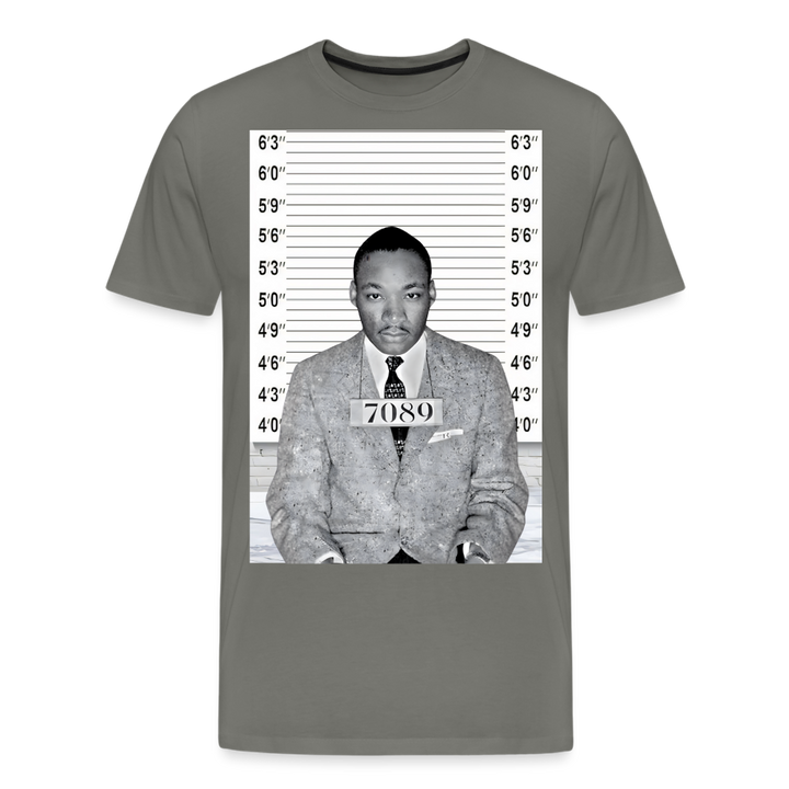 Martin Luther King Jr. Mugshot Shirt | Premium Mens Graphic Tee - asphalt gray
