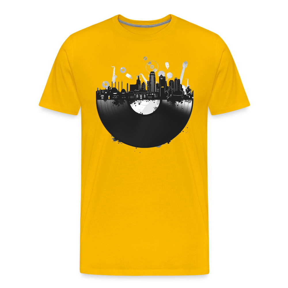 Record City Skyline Shirt | Premium Mens Graphic Tee - sun yellow