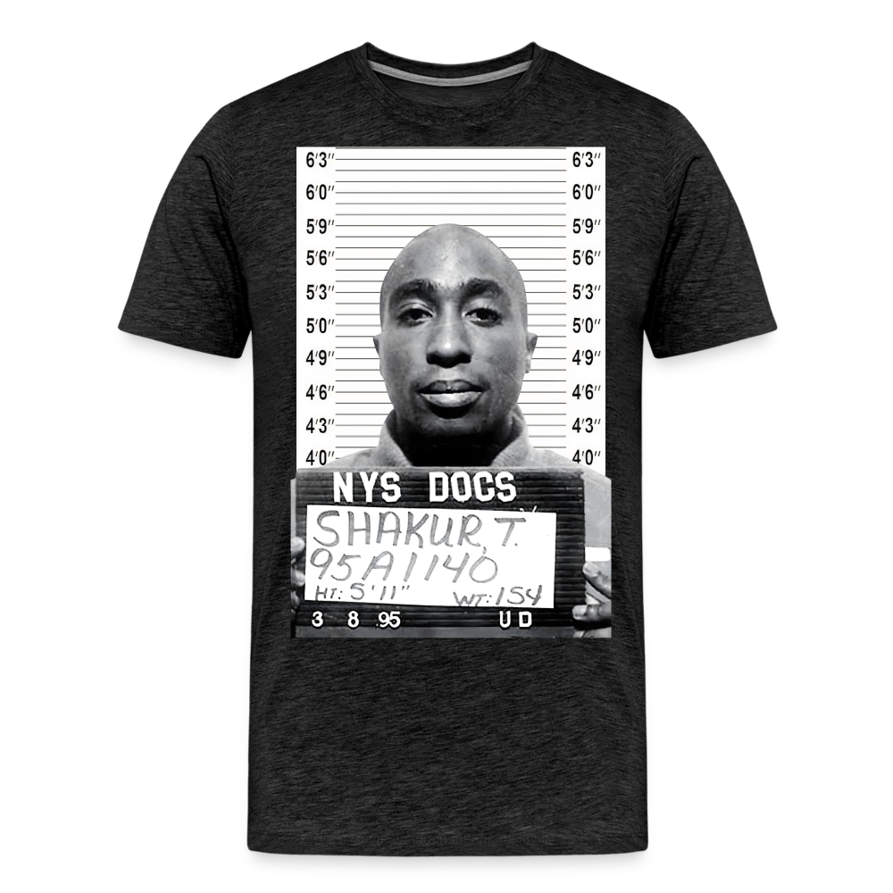 Tupac Mugshot Shirt | Premium Mens Graphic Tee - charcoal grey