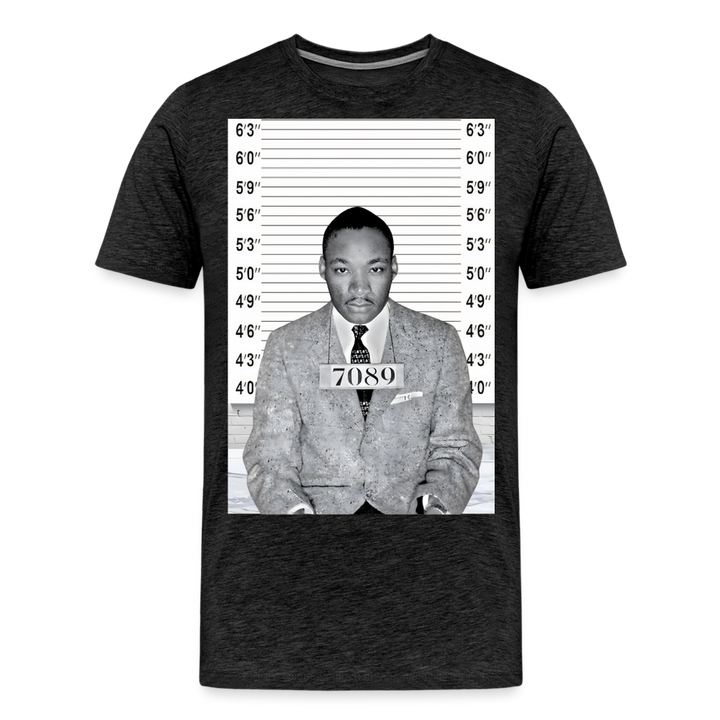 Martin Luther King Jr. Mugshot Shirt | Premium Mens Graphic Tee - charcoal grey