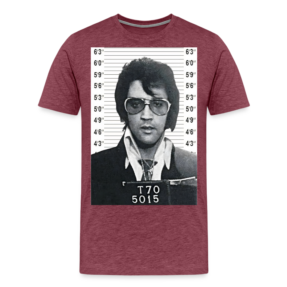 Elvis Mugshot Shirt | Premium Mens Graphic Tee - heather burgundy