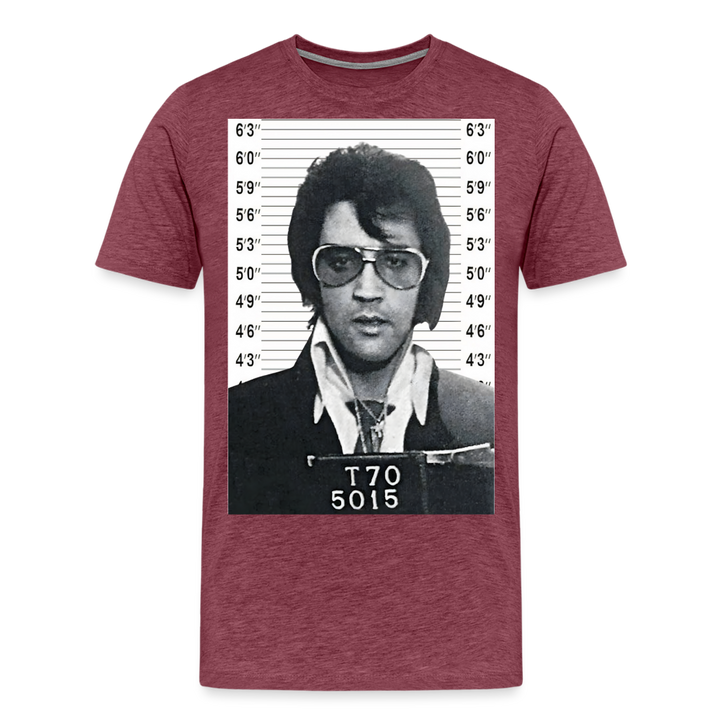 Elvis Mugshot Shirt | Premium Mens Graphic Tee - heather burgundy