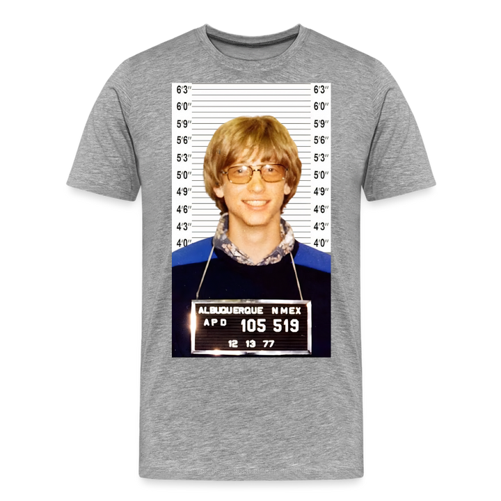 Bill Gates Mugshot Shirt | Premium Mens Graphic Tee - heather gray