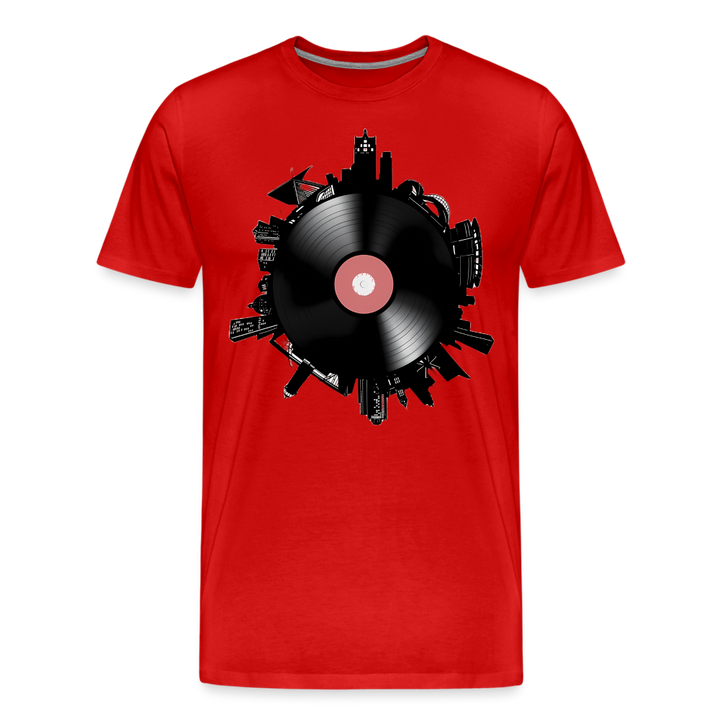 Record City Shirt | Premium Mens Graphic Tee - red