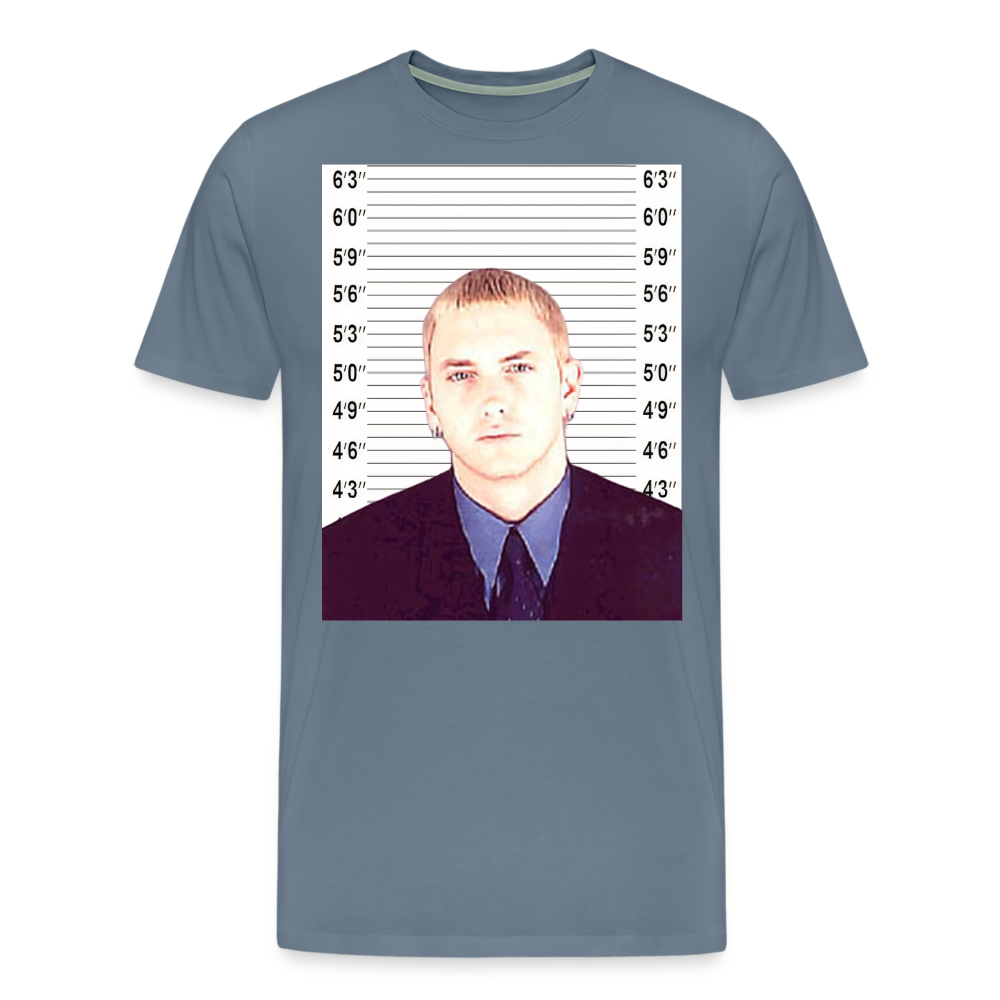 Eminem Mugshot Shirt | Premium Mens Graphic Tee - steel blue