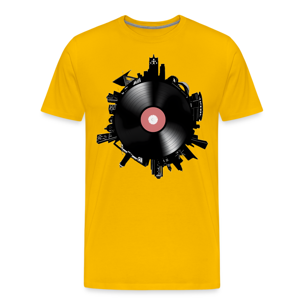 Record City Shirt | Premium Mens Graphic Tee - sun yellow