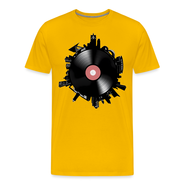Record City Shirt | Premium Mens Graphic Tee - sun yellow