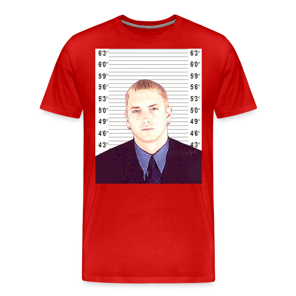 Eminem Mugshot Shirt | Premium Mens Graphic Tee - red