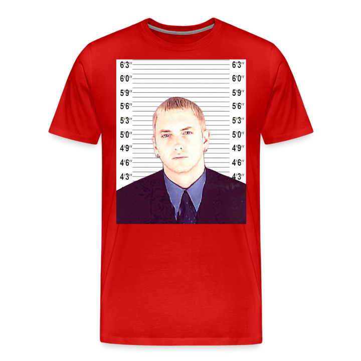 Eminem Mugshot Shirt | Premium Mens Graphic Tee - red