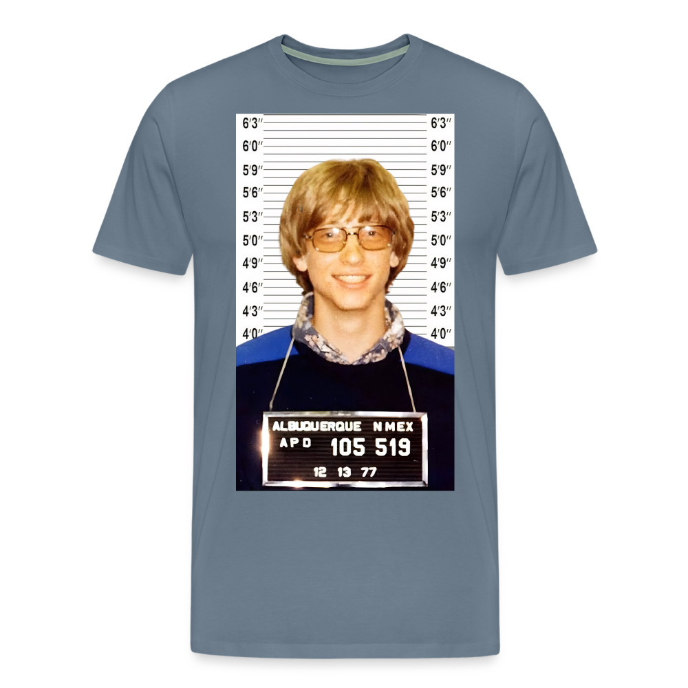 Bill Gates Mugshot Shirt | Premium Mens Graphic Tee - steel blue