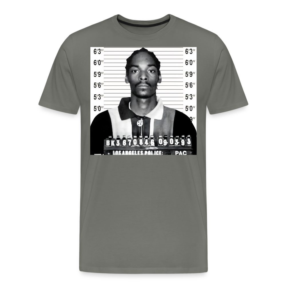 Snoop Dogg Mugshot Shirt | Premium Mens Graphic Tee - asphalt gray