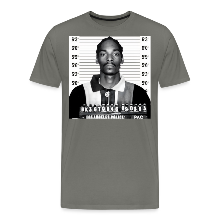 Snoop Dogg Mugshot Shirt | Premium Mens Graphic Tee - asphalt gray